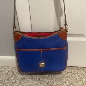 Dooney & Bourke Blue and Brown Leather Crossbody Bag